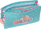 Pennenetui met 3 vakken The Bellies Paars Turkoois Wit 22 x 12 x 3 cm