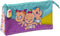 Pennenetui met 3 vakken The Bellies Paars Turkoois Wit 22 x 12 x 3 cm