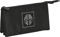 Pennenetui met 3 vakken The Mandalorian Zwart (22 x 12 x 3 cm)
