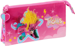 Pennenetui met 3 vakken Trolls Roze 22 x 12 x 3 cm
