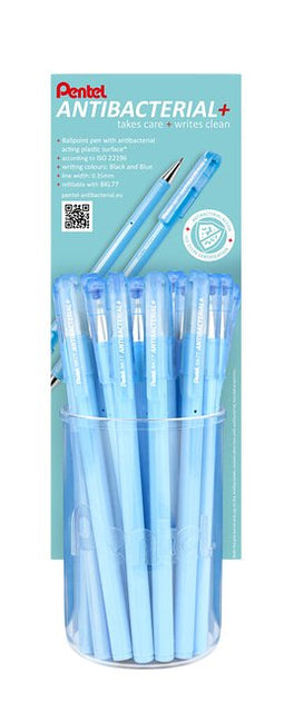 Pentel - Balpen pentel bk77ab anti-bact bk77ab bl en zw | 24 stuks