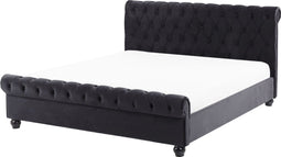 AVALLON - Tweepersoonsbed - Zwart - 160 x 200 cm - Fluweel