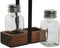 Peper- en Zoutvat Home ESPRIT Zwart Kristal Acacia 12 x 6 x 17,5 cm