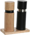 Peper- en Zoutvat Home ESPRIT Zwart Natuurlijk Roestvrij staal Rubberwood 14 x 7 x 16,5 cm