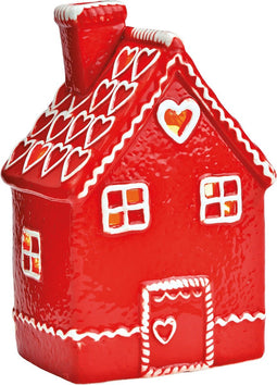Peperkoekhuisje Lichthuisje - Rood Keramiek - 10 x 16 x 8 cm - Wurm