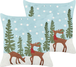 PEPPERMINT - Sierkussen set van 2 - Lichtblauw- 45 x 45 cm - Katoen