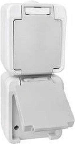 Peranova 102437 Pera Wandcontactdoos dubbel spatwaterdicht Lichtgrijs, Donkergrijs