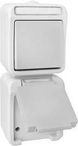 Peranova 102441 Pera Schakel-/stopcontact combinatie spatwaterdicht Lichtgrijs, Donkergrijs