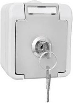Peranova 103400 Pera Wandcontactdoos met randaarde afsluitbaar spatwaterdicht Lichtgrijs, Donkergrijs