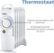 Perel 700W Olieradiator met 7 ribben, instelbare thermostaat, handvat, wielen, oververhittings- en omvalbeveiliging, geruisloze en energiezuinige ruimteverwarmer voor kamers tot 15 m², wit