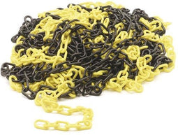 Perel Afzetketting, voor het afbakenen van gevarenzones en beperken van toegang, binnen- en buitengebruik, kunststof, zwart/geel, 25 m, 6 mm
