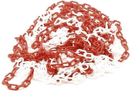Perel Afzetketting, voor het afbakenen van gevarenzones en beperken van toegang, binnen- en buitengebruik, kunststof, rood/wit, 25 m, 6 mm