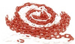 Perel Afzetketting, voor het afbakenen van gevarenzones en beperken van toegang, binnen- en buitengebruik, kunststof, rood/wit, 10 m, 6 mm