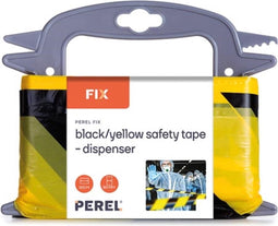 Perel Afzetlint op haspel 100 m, ideaal voor tijdelijke afzettingen en evenementen, zwart/geel