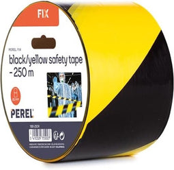 Perel Afzetlint op rol 250 m, ideaal voor tijdelijke afzettingen en evenementen, zwart/geel