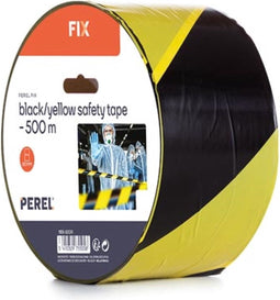 Perel Afzetlint op rol 500 m, ideaal voor tijdelijke afzettingen en evenementen, zwart/geel