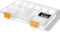 Perel assortimentsdoos, 15 vaste compartimenten, stapelbaar, 230 x 150 x 33 mm, transparant/geel
