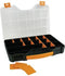 Perel assortimentsdoos, max. 20 compartimenten, 16 tussenschotten, transparant deksel, stapelbaar, 326 x 257 x 48 mm, geel/zwart