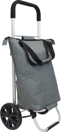 Perel Boodschappentrolley met afneembare en waterbestendige tas, handvat, rits en grote wielen, inhoud 60 liter, voor maximaal comfort tijdens het winkelen, polyester, 44 x 37 x 98 cm, zwart/grijs