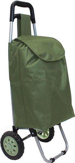 Perel Boodschappentrolley met dubbel handvat, koordsluiting en wielen, inhoud 32 liter, voor maximaal comfort tijdens het winkelen, polyester, 35 x 28 x 90 cm, zwart