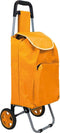 Perel Boodschappentrolley met dubbel handvat, wielen en geïsoleerd tas, inhoud 30 liter, maximaal draagvermogen 15 kg, polyester, 35 x 28 x 85 cm, zwart/oranje