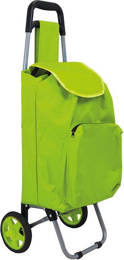 Perel Boodschappentrolley met dubbel handvat, wielen en geïsoleerde tas, inhoud 30 liter, maximaal draagvermogen 15 kg, polyester, 35 x 28 x 85 cm, Groen