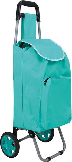 Perel Boodschappentrolley met dubbel handvat, wielen en geïsoleerde tas, inhoud 30 liter, maximaal draagvermogen 15 kg, polyester, 35 x 28 x 85 cm, Turqoise
