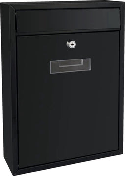 Perel Brievenbus Ibiza, wandmontage, met naamplaatje, incl. 2 sleutels, afmetingen (H x B x D) 36 x 26 x 8 cm, zwart