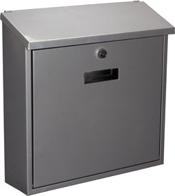 Perel Brievenbus Monaco, wandmontage, met naamplaatje, incl. 2 sleutels, afmetingen (H x B x D) 36.8 x 36.5 x 10 cm, zilvergrijs