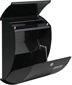 Perel Brievenbus Nice, wandmontage, gebogen design, met naamplaatje, incl. 2 sleutels, afmetingen (H x B x D) 40 x 31 x 16 cm, gegalvaniseerd staal, zwart