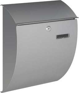 Perel Brievenbus Nice, wandmontage, gebogen front, met naamplaatje, incl. 2 sleutels, afmetingen (H x B x D) 40 x 31 x 16 cm, zilverkleurig