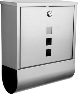 Perel Brievenbus Torino, met geïntegreerde krantenrol, wand- en paalmontage, incl. 2 sleutels, afmetingen (H x B x D) 33.5 x 31 x 10 cm, zilvergrijs