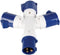 Perel Drieweg splitter, 16 A/230 V, 3500 W, CEE naar 3 x CEE, voor binnen en buiten, ABS, blauw