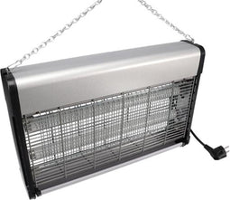 Perel Elektrische uv-insectenverdelger, 2800V, uitneembare opvangbak, binnengebruik, 100 m², metaal, vrijstaand of hangend (incl. ketting), weg met muggen, vliegen en wespen, veilig voor mens en dier
