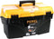 Perel Gereedschapskoffer, polypropyleen, met uitschuifsysteem, 1 vaste en 2 uitneembare organizers in het deksel, inklapbaar handvat, kunststof sluitingen, zwart/geel, 510 x 290 x 280 mm