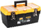 Perel Gereedschapskoffer, polypropyleen, met verwijderbare inlegbak, 3 organizers in het deksel, inklapbaar handvat en metalen sluitingen, zwart/geel, 413 x 212 x 186 mm