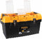 Perel Gereedschapskoffer, polypropyleen, met verwijderbare inlegbak, 3 organizers in het deksel, inklapbaar handvat en metalen sluitingen, zwart/geel, 564 x 310 x 310 mm