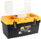 Perel Gereedschapskoffer, polypropyleen, met verwijderbare inlegbak, 3 organizers in het deksel, inklapbaar handvat en metalen sluitingen, zwart/geel, 486 x 267 x 242 mm