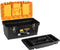 Perel Gereedschapskoffer, polypropyleen, met verwijderbare inlegbak, 3 organizers in het deksel, inklapbaar handvat en metalen sluitingen, zwart/geel, 486 x 267 x 242 mm