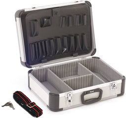 Perel Gereedschapskoffer, schouderriem, verstelbare tussenwanden, sleutelslot, 2 sleutels, aluminium, grijs, 460 x 330 x 165 mm