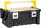Perel Gereedschapsorganizer, polypropyleen, 2 niveaus, met aluminium handgreep, uitschuifsysteem, kantelbeveiliging, 12 inzetbakjes, metalen sluitingen, zwart/geel, 455 x 240 x 200 mm