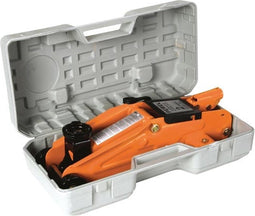 Perel Hydraulische autokrik, verrijdbaar, met opbergkoffer, lange hefboom, max. hefhoogte 200 mm, belastbaar tot 2 ton, staal, 448 x 210 x 135 mm, oranje