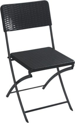 Perel Klapstoel, inklapbaar, binnen-en buitengebruik, weerbestendig, rotanlook, maximaal 300 kg, zwart, robuust, buitenstoel, terrasstoel, tuinmeubel, opvouwbaar en modern