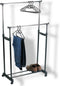 Perel Kledingrek op wieltjes, 2 stangen, verstelbare hoogte 110-170 cm, 80 x 43 x 170 cm, max. last 25 kg, metaal