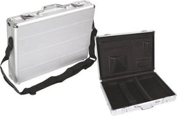 Perel Laptopkoffer, schouderriem, sleutelslot, 2 sleutels, aluminium, metallic zilver, 425 x 305 x 80 mm