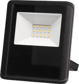 Perel led-schijnwerper, 10 W, 700 lm, 4000°K, neutraalwit, voor binnen en buiten, verstelbare montagebeugel, waterdichte aansluitdoos, aluminium, zwart