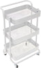 Perel metalen keukentrolley met drie ruime laden en handgreep, 4 wielen met rem, gemakkelijk manoeuvreerbaar, ideaal voor huis en kantoor, 46 x 35 x 76,5 cm, wit