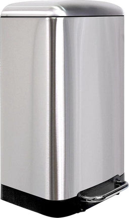 Perel metalen pedaalemmer met uitneembare emmer, solide antislipvoet en versterkte pedaal, ideaal voor thuis en op kantoor, inhoud 30 liter, rechthoekig 61,5 x 32,5 x 34,5 cm, grijs roestvrij staal