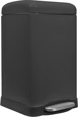 Perel metalen pedaalemmer met uitneembare emmer, solide voet en antislippedaal, ideaal voor thuis en op kantoor, inhoud 20 liter, vierkant 45,5 x 28 x 34 cm, mat zwart