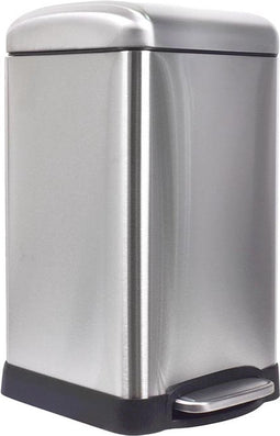 Perel metalen pedaalemmer met uitneembare emmer, solide voet en antislippedaal, ideaal voor thuis en op kantoor, inhoud 20 liter, vierkant 45,5 x 28 x 34 cm, grijs geborsteld metaal